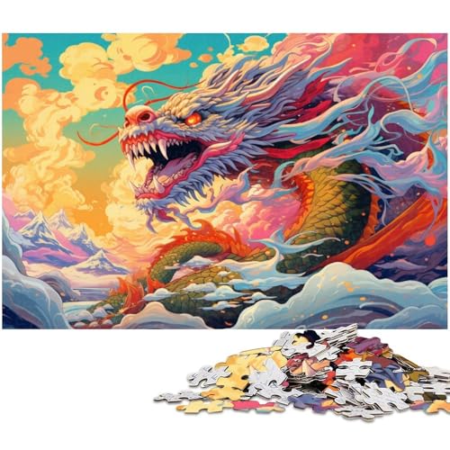 Puzzle 1000 Teile für Erwachsene buntes chinesisches Drachenpuzzle Lernspiele Weihnachts und Geburtstagsgeschenke für Teenager ab 14 Jahren 1000 Teile (75 x 50 cm) von zouxangzz