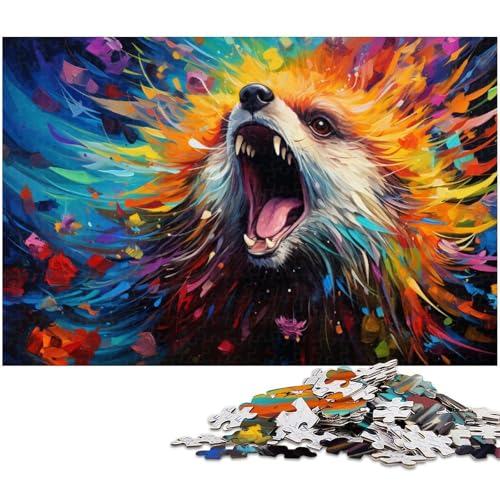 Puzzle 1000 Teile für Erwachsene buntes psychedelisches Biber Malpuzzle Lernspiele Weihnachts und Geburtstagsgeschenke für Teenager ab 14 Jahren 1000 PCS (75 x 50 cm) von zouxangzz