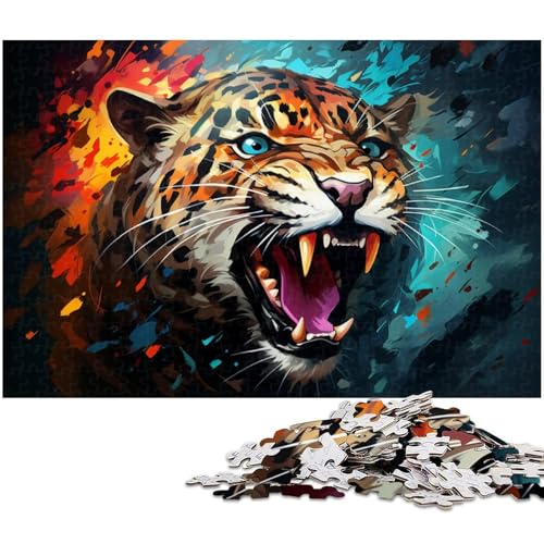 Puzzle 1000 Teile für Erwachsene buntes psychedelisches Geparden Tierpuzzle Lernspiele Weihnachts und Geburtstagsgeschenke für Teenager ab 14 Jahren 1000 PCS (75 x 50 cm) von zouxangzz