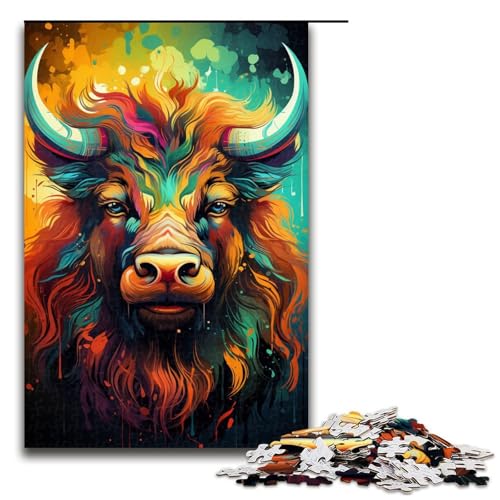 Puzzle 1000 Teile für Erwachsene buntes psychedelisches Kuh Puzzle praktisches Spiel einzigartige Heimdekoration und Geschenke 75 x 50 cm von zouxangzz