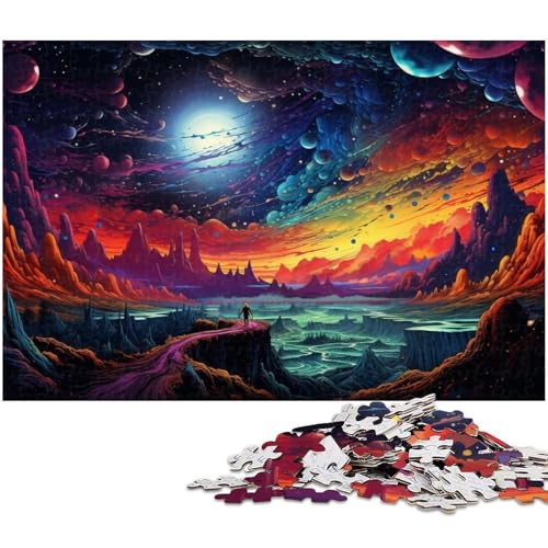 Puzzle 1000 Teile für Erwachsene buntes psychedelisches Landschaftspuzzle Lernspiele Weihnachts und Geburtstagsgeschenke für Teenager ab 14 Jahren 1000 Teile (38 x 26 cm) von zouxangzz