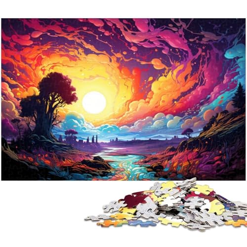 Puzzle 1000 Teile für Erwachsene buntes psychedelisches Landschaftspuzzle Lernspiele Weihnachts und Geburtstagsgeschenke für Teenager ab 14 Jahren 1000 Teile (75 x 50 cm) von zouxangzz
