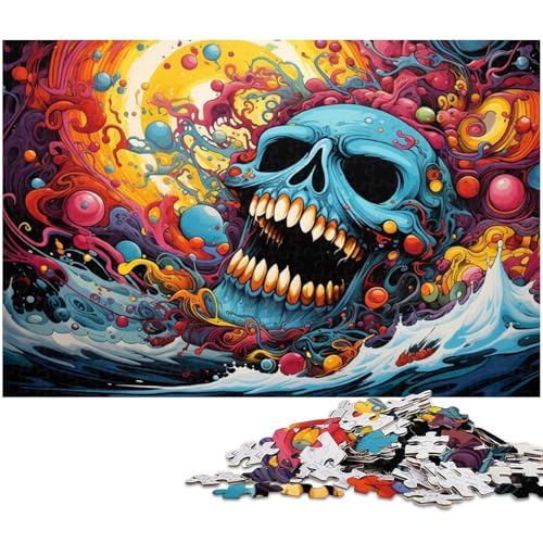 Puzzle 1000 Teile für Erwachsene buntes psychedelisches Totenkopf Puzzle Lernspiele Weihnachts und Geburtstagsgeschenke für Teenager ab 14 Jahren 1000 Teile (38 x 26 cm) von zouxangzz