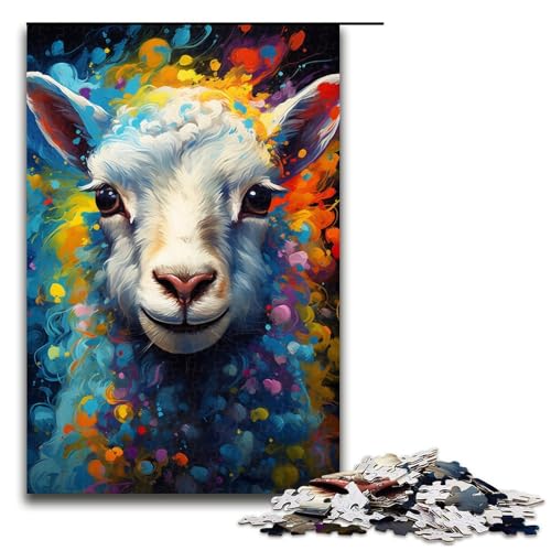 Puzzle 1000 Teile für Erwachsene buntes süßes Schaf Puzzle praktisches Spiel einzigartige Heimdekoration und Geschenke 75 x 50 cm von zouxangzz