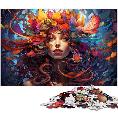 Puzzle 1000 Teile für Erwachsene exotische Bunte Blumenfrau Lernspiele Weihnachts und Geburtstagsgeschenke für Teenager ab 14 Jahren 1000 Teile (75 x 50 cm) von zouxangzz