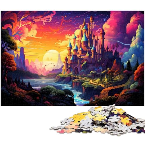 Puzzle 1000 Teile für Erwachsene farbenfrohe Psychedelia im Valley Castle anspruchsvolles schwieriges Puzzle EIN Kunstwerk für Jugendliche ab 14 Jahren 1000 Teile (75 x 50 cm) von zouxangzz