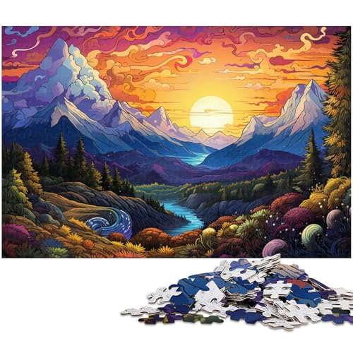 Puzzle 1000 Teile für Erwachsene farbenfrohe psychedelische Berge der Karpaten anspruchsvolles schwieriges Puzzle EIN Kunstwerk für Jugendliche ab 14 Jahren 1000 Teile (75 x 50 cm) von zouxangzz