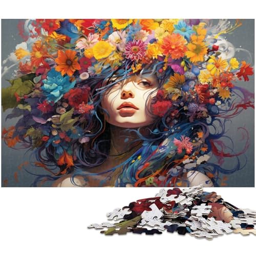 Puzzle 1000 Teile für Erwachsene farbenfrohe psychedelische Blumen und Frauen anspruchsvolles schwieriges Puzzle EIN Kunstwerk für Jugendliche ab 14 Jahren 1000 Teile (75 x 50 cm) von zouxangzz