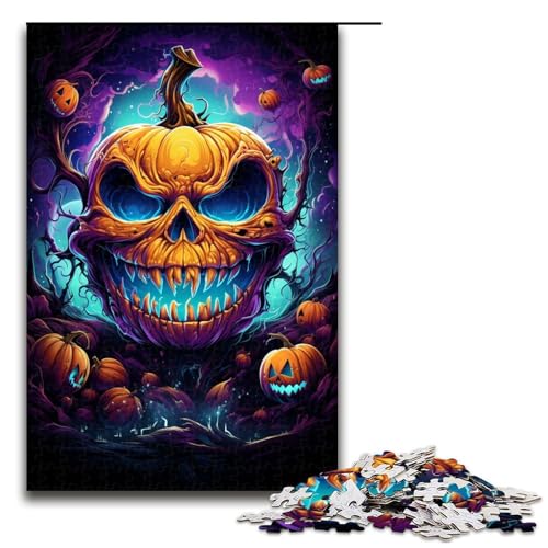 Puzzle 1000 Teile für Erwachsene farbenfrohe psychedelische Zeichnung eines Kürbis Puzzles praktisches Spiel einzigartige Heimdekoration und Geschenke 75 x 50 cm von zouxangzz