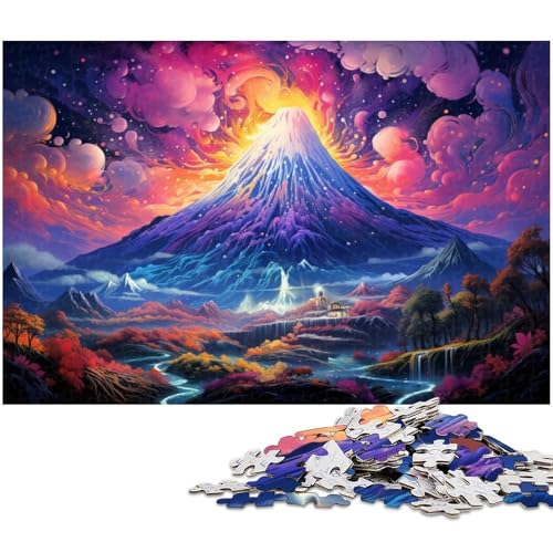 Puzzle 1000 Teile für Erwachsene farbenfroher Berg Fuji anspruchsvolles schwieriges Puzzle EIN Kunstwerk für Jugendliche ab 14 Jahren 1000 Teile (75 x 50 cm) von zouxangzz