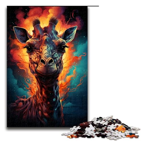 Puzzle 1000 Teile für Erwachsene farbenfrohes Giraffengemälde Puzzle praktisches Spiel einzigartige Heimdekoration und Geschenke 75 x 50 cm von zouxangzz