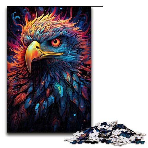 Puzzle 1000 Teile für Erwachsene farbenfrohes psychedelisches Adler Puzzle praktisches Spiel einzigartige Heimdekoration und Geschenke 75 x 50 cm von zouxangzz