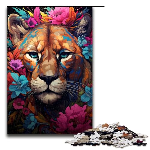 Puzzle 1000 Teile für Erwachsene farbenfrohes psychedelisches Blumenpuma Puzzle praktisches Spiel einzigartige Heimdekoration und Geschenke 75 x 50 cm von zouxangzz