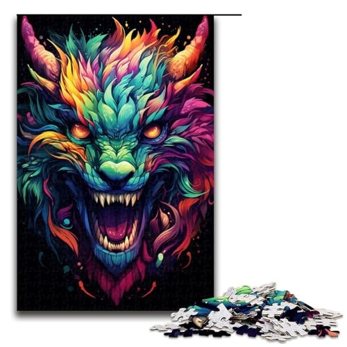 Puzzle 1000 Teile für Erwachsene farbenfrohes psychedelisches Drachenpuzzle praktisches Spiel einzigartige Heimdekoration und Geschenke 75 x 50 cm von zouxangzz