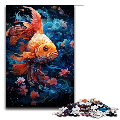 Puzzle 1000 Teile für Erwachsene farbenfrohes psychedelisches Fantasy Goldfisch Puzzle praktisches Spiel einzigartige Heimdekoration und Geschenke 75 x 50 cm von zouxangzz