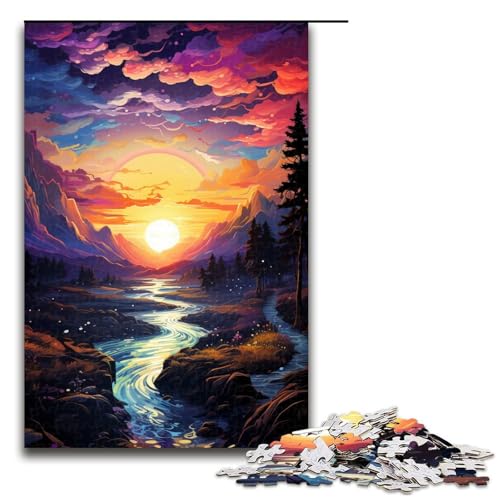 Puzzle 1000 Teile für Erwachsene farbenfrohes psychedelisches Fantasy Sonnenuntergangs Puzzle praktisches Spiel einzigartige Heimdekoration und Geschenke 75 x 50 cm von zouxangzz
