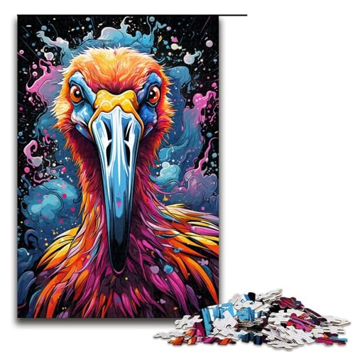 Puzzle 1000 Teile für Erwachsene farbenfrohes psychedelisches Flamingo Puzzle praktisches Spiel einzigartige Heimdekoration und Geschenke 75 x 50 cm von zouxangzz