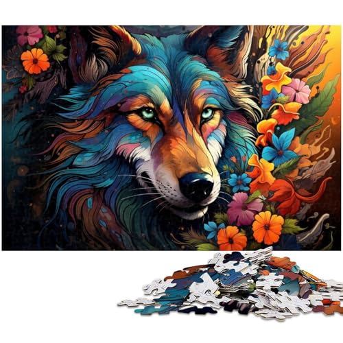 Puzzle 1000 Teile für Erwachsene farbenfrohes psychedelisches Kunst Blumen Wolf Puzzle Lernspiele Weihnachts und Geburtstagsgeschenke für Teenager ab 14 Jahren 1000 PCS (75 x 50 cm) von zouxangzz