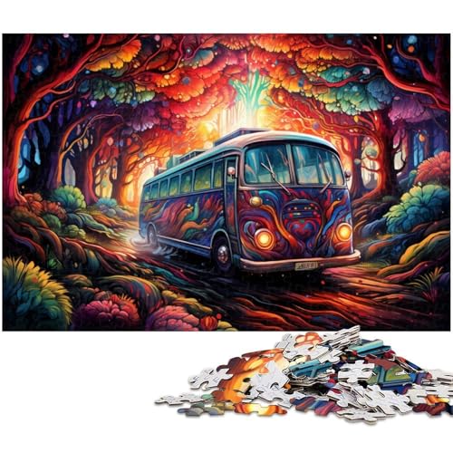 Puzzle 1000 Teile für Erwachsene farbenfrohes psychedelisches Kunst Bus Puzzle Lernspiele Weihnachts und Geburtstagsgeschenke für Teenager ab 14 Jahren 1000 PCS (75 x 50 cm) von zouxangzz