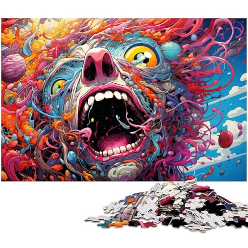 Puzzle 1000 Teile für Erwachsene farbenfrohes psychedelisches Kunstpuzzle Wanddekoration tolles Geschenk für Teenager ab 14 Jahren 1000 PCS (75 x 50 cm) von zouxangzz