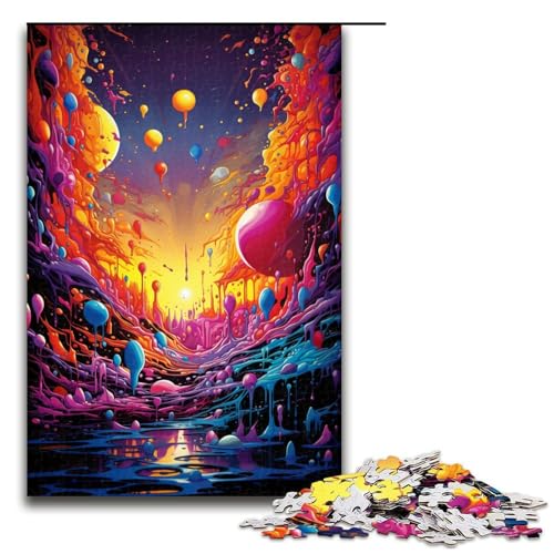 Puzzle 1000 Teile für Erwachsene farbenfrohes psychedelisches Kunstpuzzle praktisches Spiel einzigartige Heimdekoration und Geschenke 75 x 50 cm von zouxangzz
