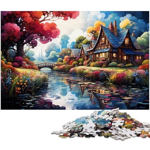 Puzzle 1000 Teile für Erwachsene farbenfrohes psychedelisches Landhaus Puzzle Lernspiele Weihnachts und Geburtstagsgeschenke für Teenager ab 14 Jahren 1000 PCS (75 x 50 cm) von zouxangzz