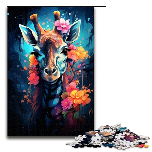 Puzzle 1000 Teile für Erwachsene farbenfrohes psychedelisches Märchen Giraffe Puzzle praktisches Spiel einzigartige Heimdekoration und Geschenke 75 x 50 cm von zouxangzz
