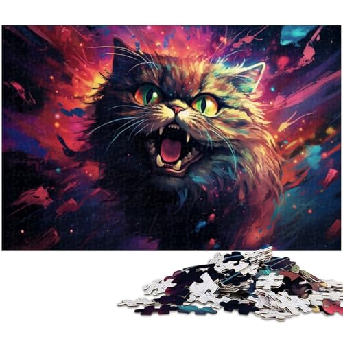 Puzzle 1000 Teile für Erwachsene farbenfrohes psychedelisches Perserkatzen Puzzle praktisches Spiel ideal für Teenager ab 14 Jahren 1000 Teile (75 x 50 cm) von zouxangzz