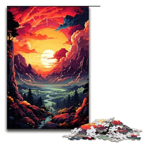 Puzzle 1000 Teile für Erwachsene farbenfrohes psychedelisches Schönheits Landschaftspuzzle praktisches Spiel einzigartige Heimdekoration und Geschenke 75 x 50 cm von zouxangzz