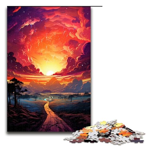 Puzzle 1000 Teile für Erwachsene farbenfrohes psychedelisches Schönheits Landschaftspuzzle praktisches Spiel einzigartige Heimdekoration und Geschenke 75 x 50 cm von zouxangzz