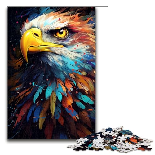Puzzle 1000 Teile für Erwachsene farbenfrohes psychedelisches Tieradler Puzzle praktisches Spiel einzigartige Heimdekoration und Geschenke 75 x 50 cm von zouxangzz