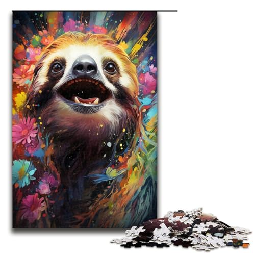 Puzzle 1000 Teile für Erwachsene farbenfrohes psychedelisches Tierfaultier Puzzle praktisches Spiel einzigartige Heimdekoration und Geschenke 75 x 50 cm von zouxangzz