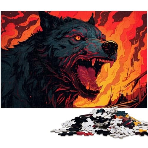 Puzzle 1000 Teile für Erwachsene farbenfrohes psychedelisches bizarres Wolf Puzzle praktisches Spiel ideal für Teenager ab 14 Jahren 1000 Teile (75 x 50 cm) von zouxangzz