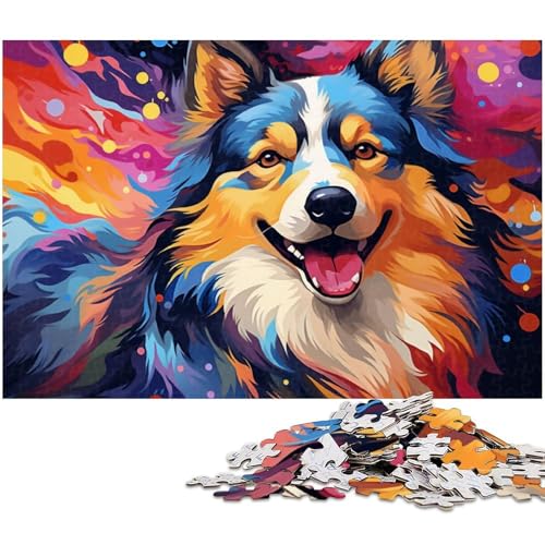 Puzzle 1000 Teile für Erwachsene farbenfrohes psychedelisches finnisches Lapphund Puzzle Lernspiele Weihnachts und Geburtstagsgeschenke für Teenager ab 14 Jahren 1000 Teile (38 x 26 cm) von zouxangzz