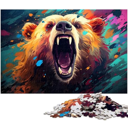 Puzzle 1000 Teile für Erwachsene farbenfrohes psychedelisches süßes Nebelbär Puzzle Lernspiele Weihnachts und Geburtstagsgeschenke für Teenager ab 14 Jahren 1000 Teile (75 x 50 cm) von zouxangzz
