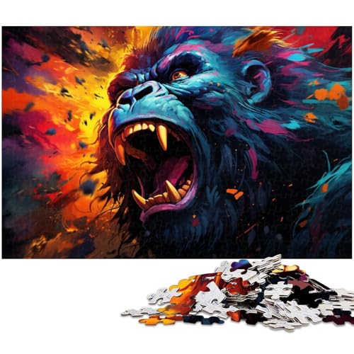 Puzzle 1000 Teile für Erwachsene farbenfrohes psychedelisches wütendes buntes Gorilla Puzzle Lernspiele Weihnachts und Geburtstagsgeschenke für Teenager ab 14 Jahren 1000 Teile (75 x 50 cm) von zouxangzz