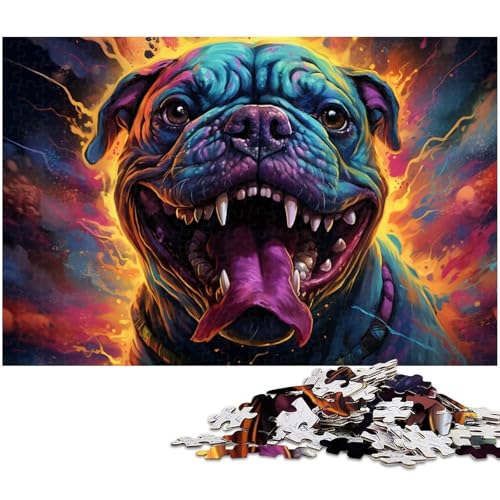 Puzzle 1000 Teile für Erwachsene farbenfrohes wildes Bulldoggen Puzzle Lernspiele Weihnachts und Geburtstagsgeschenke für Teenager ab 14 Jahren 1000 PCS (75 x 50 cm) von zouxangzz