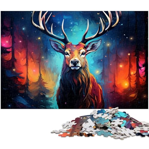 Puzzle 1000 Teile für Erwachsene farbenfrohes wunderschönes Sternenhimmel Puzzle mit Hirschen praktisches Spiel ideal für Teenager ab 14 Jahren 1000 Teile (75 x 50 cm) von zouxangzz