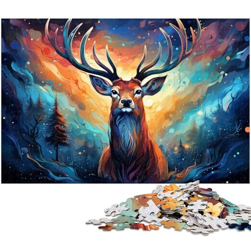 Puzzle 1000 Teile für Erwachsene farbenfrohes wunderschönes Sternenhimmel Puzzle mit Hirschen praktisches Spiel ideal für Teenager ab 14 Jahren 1000 Teile (75 x 50 cm) von zouxangzz