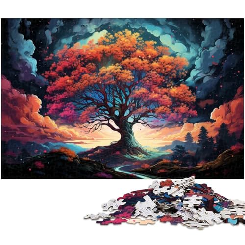 Puzzle 1000 Teile für Erwachsene majestätisches farbenfrohes psychedelisches Baum Puzzle Lernspiele Weihnachts und Geburtstagsgeschenke für Teenager ab 14 Jahren 1000 PCS (75 x 50 cm) von zouxangzz