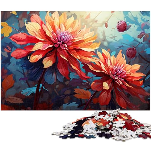 Puzzle 1000 Teile für Erwachsene mit farbenfroher Illustration von Herbstblättern und Astern Puzzle für Erwachsene Holzpuzzle Lernspiel 1000 Teile (75 x 50 cm) von zouxangzz
