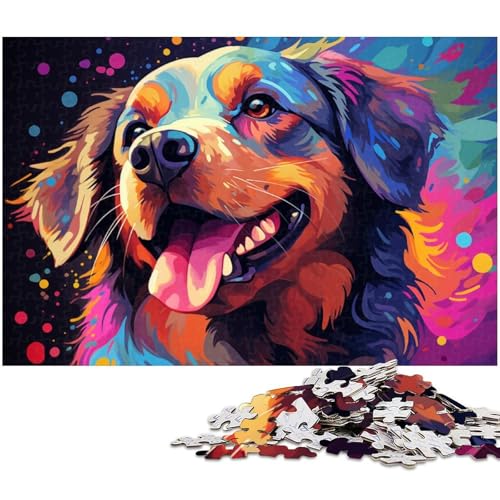 Puzzle 1000 Teile für Erwachsene psychedelisches farbenfrohes Golden Retriever Puzzle Lernspiele Weihnachts und Geburtstagsgeschenke für Teenager ab 14 Jahren 1000 PCS (75 x 50 cm) von zouxangzz