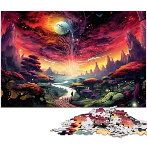 Puzzle 1000 Teile für Erwachsene rosa psychedelische japanische Landschaft Lernspiele Weihnachts und Geburtstagsgeschenke für Teenager ab 14 Jahren 1000 Teile (38 x 26 cm) von zouxangzz