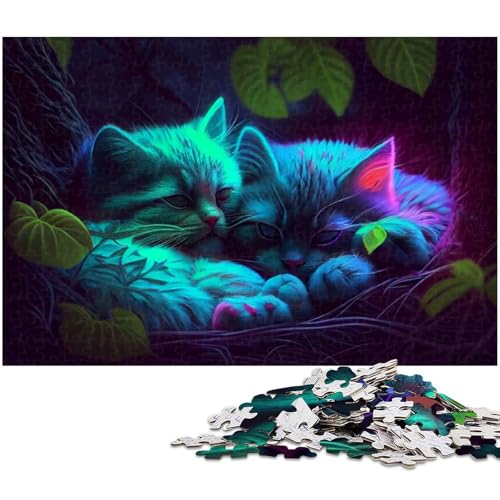 Puzzle 1000 Teile für Erwachsene süßes Katzen Puzzle Lernspiele Weihnachts und Geburtstagsgeschenke für Teenager ab 14 Jahren (Größe 38 x 26 cm) von zouxangzz