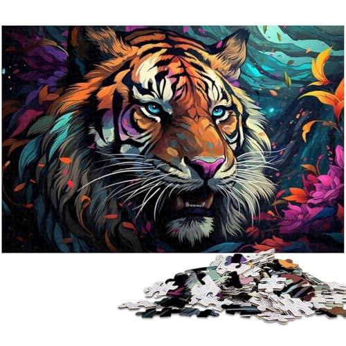 Puzzle 1000 Teile für Erwachsene von Angry Violent Tiger Puzzle für Erwachsene Papierpuzzle Lernspiel 1000 Teile (38 x 26 cm) von zouxangzz