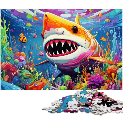Puzzle 1000 Teile für Erwachsene von Animal Art Hai Puzzle für Erwachsene Holzpuzzle Lernspiel (Größe 75 x 50 cm) von zouxangzz