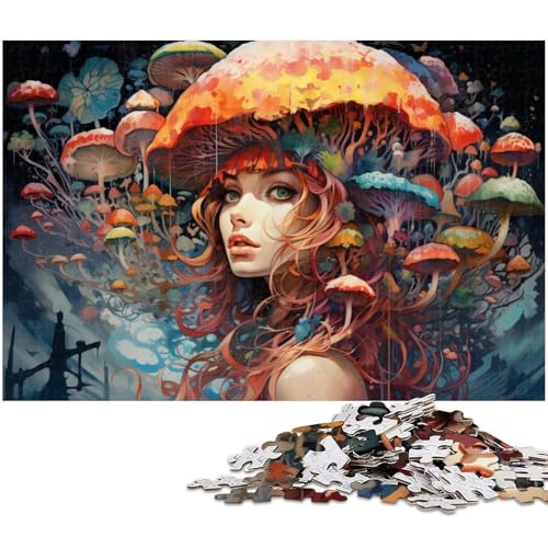 Puzzle 1000 Teile für Erwachsene von Anime Girl Among Mushrooms Puzzle für Erwachsene Holzpuzzle Lernspiel 1000 Teile (75 x 50 cm) von zouxangzz