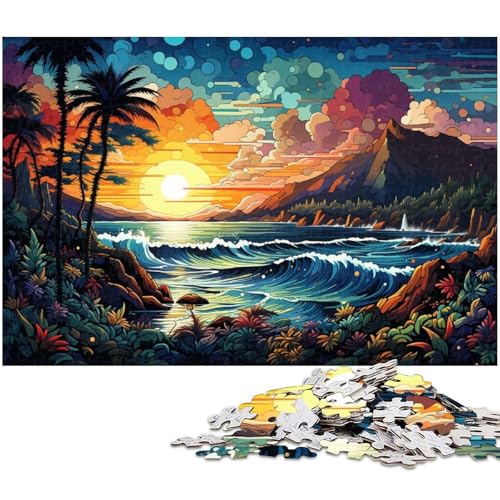 Puzzle 1000 Teile für Erwachsene von Beautiful Colorful Beach Puzzle für Erwachsene Holzpuzzle Lernspiel 1000 PCS (75x50cm) von zouxangzz
