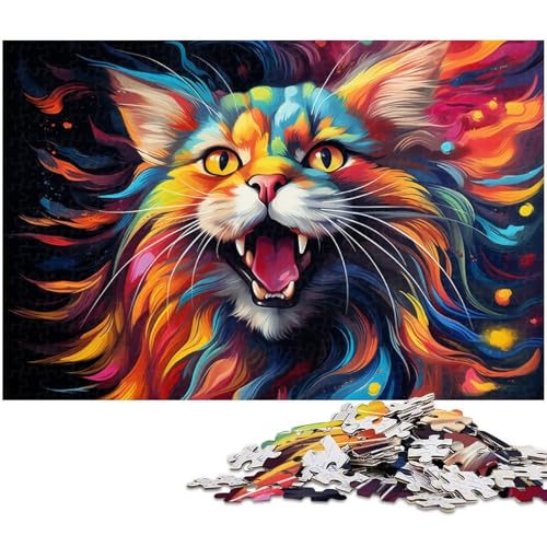 Puzzle 1000 Teile für Erwachsene von Bizarre Colorful Kitten Puzzle für Erwachsene Holzpuzzle Lernspiel 1000 PCS (75x50cm) von zouxangzz
