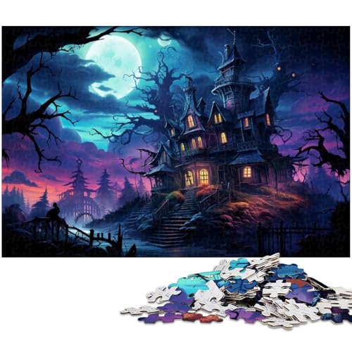 Puzzle 1000 Teile für Erwachsene von Black Castle at Night Puzzle für Erwachsene Papierpuzzle Lernspiel 1000 Teile (38 x 26 cm) von zouxangzz